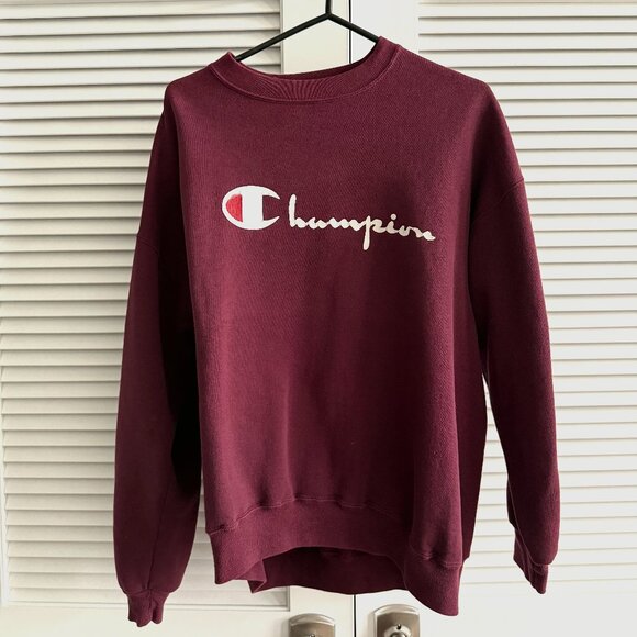 1980's Vintage Bootleg Champion Sweatshirt Maroon XL - Picture 3 of 7